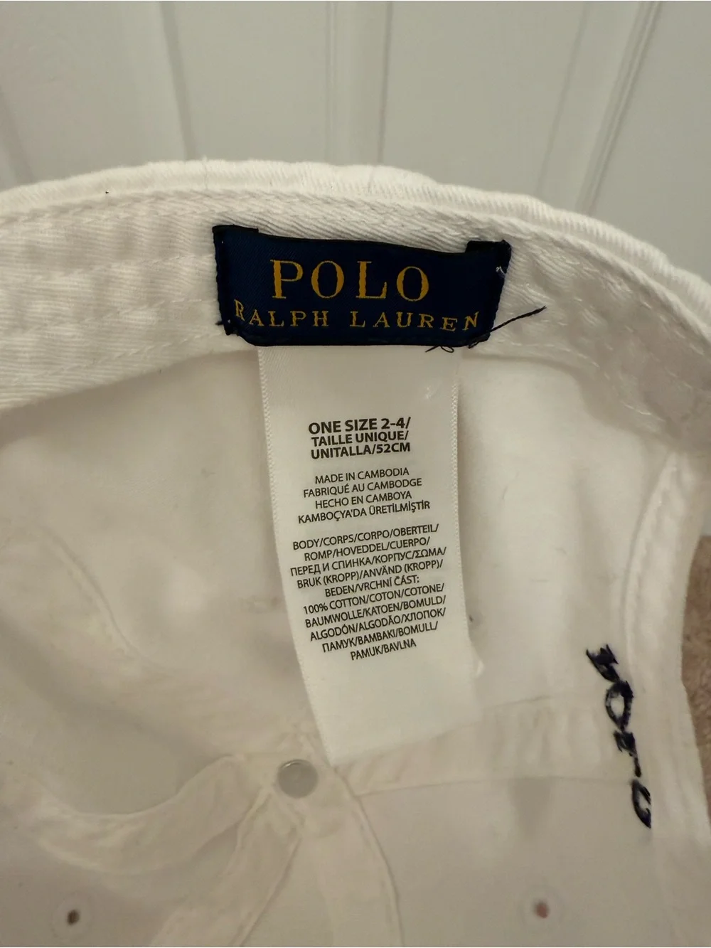 Polo Ralph Lauren White Baseball Cap with Navy Pony Logo